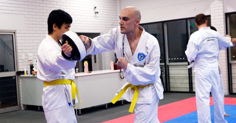 Male student practising Taekwondo